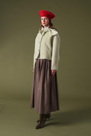 Mandell Short Wool-Blend Jacket with Bow Collar