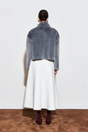 Mandell Short Wool-Blend Jacket with Bow Collar