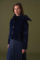 Mandell Short Wool-Blend Jacket with Bow Collar