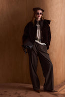 Mandell Short Wool-Blend Jacket with Bow Collar