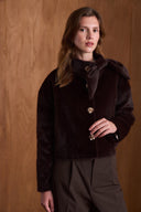 Mandell Short Wool-Blend Jacket with Bow Collar