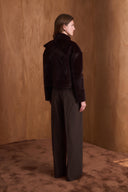 Mandell Short Wool-Blend Jacket with Bow Collar