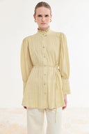 Cuffed Ribbed Voile Shirt