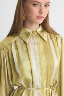 Margerie Patterned Gathered Satin Shirt