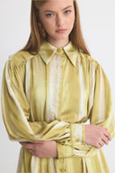 Margerie Patterned Gathered Satin Shirt