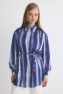Margerie Patterned Gathered Satin Shirt