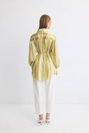 Margerie Patterned Gathered Satin Shirt