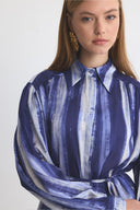 Margerie Patterned Gathered Satin Shirt