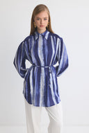 Margerie Patterned Gathered Satin Shirt