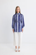 Margerie Patterned Gathered Satin Shirt