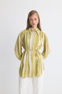 Margerie Patterned Gathered Satin Shirt