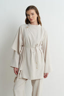 Martina Crew Neck Ruffled Crepe Set