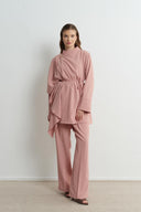 Martina Ruffled Sleeve Crepe Set