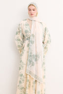Mela Patterned Abaya with Shawl