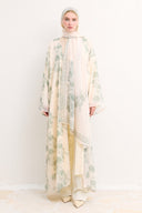 Mela Patterned Abaya with Shawl