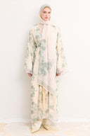 Mela Patterned Abaya with Shawl