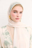 Mela Patterned Abaya with Shawl