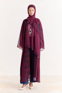 Mela Patterned Abaya with Shawl