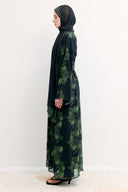 Mela Patterned Abaya with Shawl