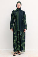 Mela Patterned Abaya with Shawl