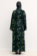 Mela Patterned Abaya with Shawl