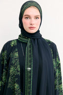 Mela Patterned Abaya with Shawl