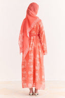 Mela Patterned Abaya with Shawl