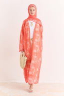 Mela Patterned Abaya with Shawl