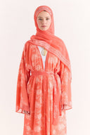 Mela Patterned Abaya with Shawl
