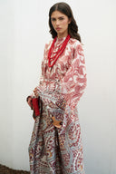 Melina Tie-Neck Patterned Satin Dress