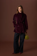 Menra Waist-Fit Collar Bow Detail Wool Coat