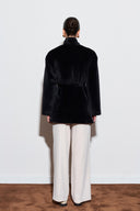 Menra Waist-Fit Collar Bow Detail Wool Coat
