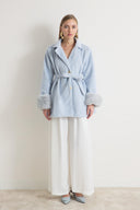Merryna Wool Coat with Faux Fur Collar and Bow Detail