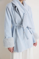 Merryna Wool Coat with Faux Fur Collar and Bow Detail