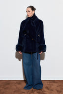 Merryna Faux Fur Collar Wool Coat with Bow Detail