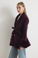 Merryna Faux Fur Collar Wool Coat with Bow Detail