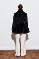 Merryna Wool Coat with Faux Fur Collar and Bow Detail