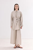 Metal Button Detail Trouser Set