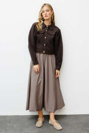 Knit Bomber Jacket with Metal Buttons