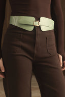 Wide Belt with Minimal Buckle Detail