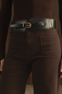 Wide Belt with Minimal Buckle Detail