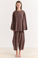 Modal Trouser Suit with Decorative Buttons