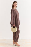 Modal Trouser Suit with Decorative Buttons