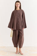 Modal Trouser Suit with Decorative Buttons