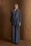 Musleya Front Pleated Velvet Set