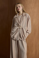 Musleya Front Pleated Velvet Set