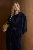 Musleya Pleated Front Velvet Set