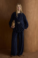 Musleya Pleated Front Velvet Set
