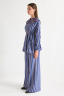 Embroidered Striped Poplin Shirt Set