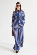 Embroidered Striped Poplin Shirt Set